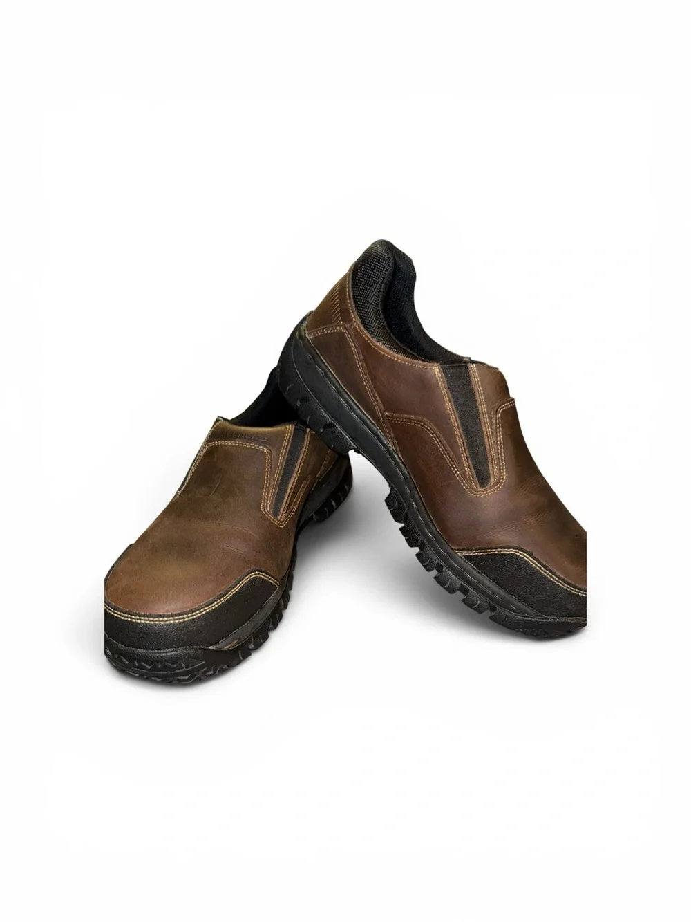 Sketchers Men's Slip-On steel toe non-slip leather Shoes in Brown